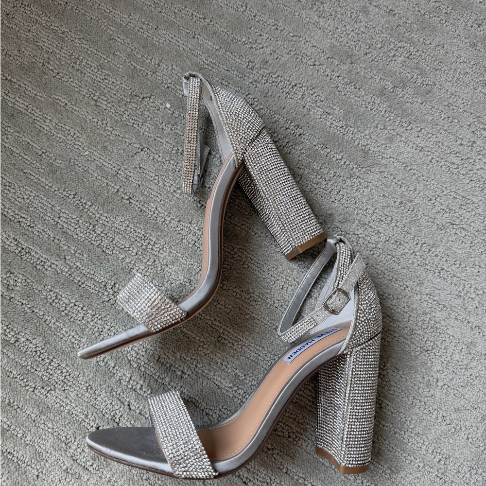 Steve Madden Silver Block Heel Sandals